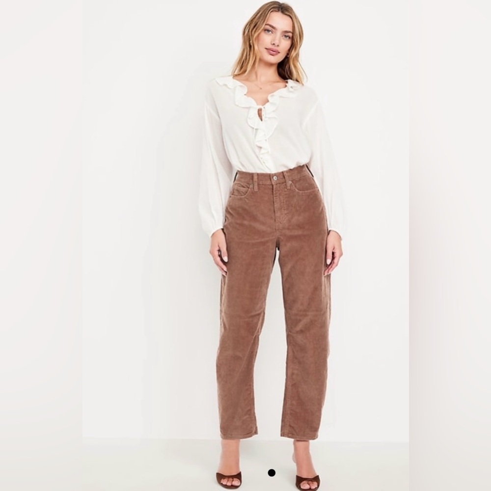 Old Navy Rust Corduroy Barrel-Leg Pants